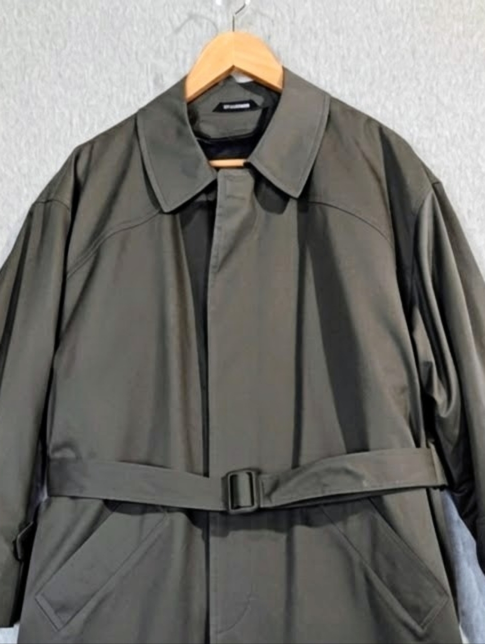London Fog Long Trench Coat Men's 38R Dark Green Zip Liner Belted Button Closure